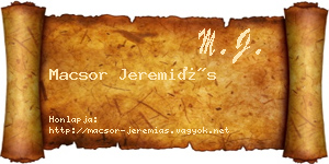 Macsor Jeremiás névjegykártya
